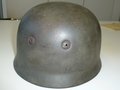 Stahlhelm Fallschirmjäger, Originallack, mit dem seltenen braunen Kinnriemen