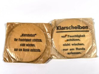 2 Paar Ersatzklarscheiben für das Deckelfach der Gasmaskendose der Wehrmacht