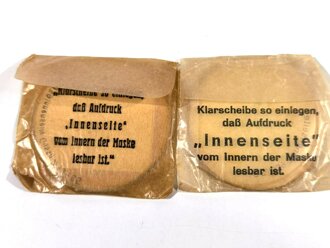 2 Paar Ersatzklarscheiben für das Deckelfach der Gasmaskendose der Wehrmacht