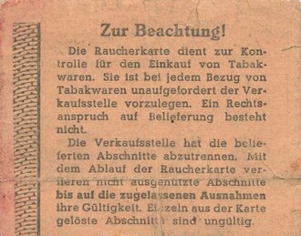 Raucherkarte Landeswirtschaftsamt Kiel, Gültig vom 1.5 bis 28.5.1944