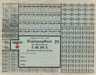 Ergänzungskarte zur Grundkarte E,Jgd, grK, K , Gültig vom 8.1. bis 4.2.1945