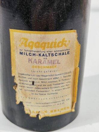Flasche " Milch Kaltschale mit Karamel Geschmack"  Preis in Reichsmark, ungeöffnet, ungereinigt