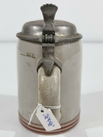 Bierkrug 0,5 Liter " Erinnerung an meine Dienstzeit Kraftfahr-Abteilung 7 München 1935/36" unbeschädigtes Stück , nicht gereinigt