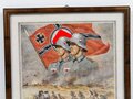 Dienstzeiturkunde für einen Angehörigen im Artillerie Regiment 33 von 1938. Original gerahmt, Maße des Rahmens 32 x 42cm