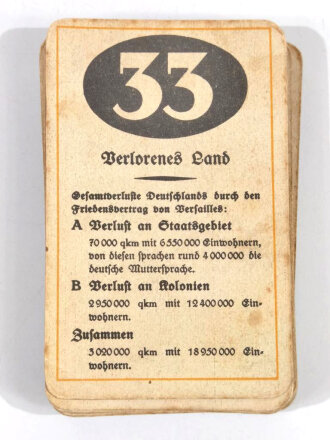 Spielkarten " Verlorenes Land" herausgegeben vom " Frankfurter Volksblatt" nicht komplett