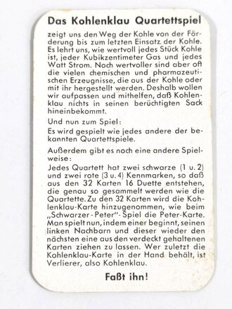 "Das Kohlenklau Quartettspiel"  Komplett