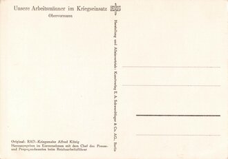 Ansichtskarte "Unsere Arbeitsmänner im Kriegseinsatz - Obervormann"