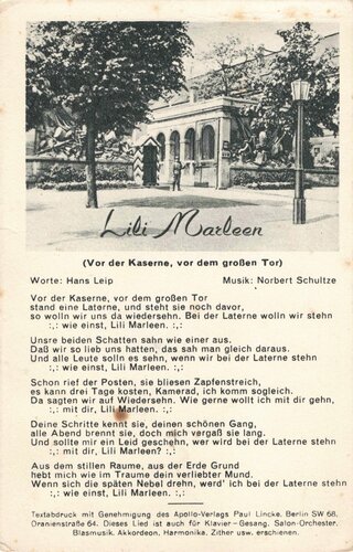 Ansichtskarte "Lili Marleen"