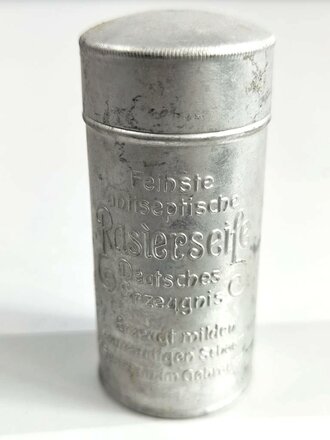 Rasierseifenbehälter Aluminium, ungebraucht aus altem Bestand, Höhe 8cm