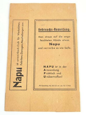 Verpackung "Napu" Handwaschmittel 1940, ungebraucht