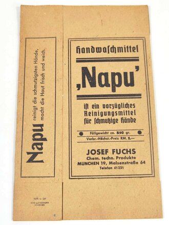 Verpackung "Napu" Handwaschmittel 1940, ungebraucht