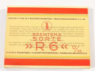 Schachtel Zigaretten "Reemtsma R6" ungeöffnet , Steuerbanderole mit Hakenkreuz, Eine ( 1 ) Schachtel aus der originalen Umverpackung