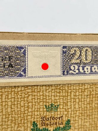 Schachtel Zigaretten "Echt Orient No.5" ungeöffnet , Steuerbanderole mit Hakenkreuz, Eine ( 1 ) Schachtel aus der originalen Umverpackung