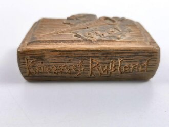 Handgeschnitzte Holzschachtel " Kriegsgefangenschaft Russland 1945-1948" Breite 10cm