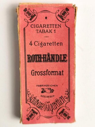 Pack "Rothhändle" Zigaretten,  Steuerbanderole mit Hakenkreuz, leere Schachtel, zusammengeklebt