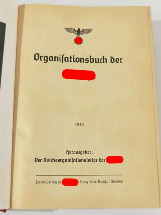 Organisationsbuch der NSDAP, 6.Auflage 1940. gebraucht, komplett