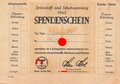 "Spinnstoff- und Schuhsammlung 1943" Spendenschein, DIN A6