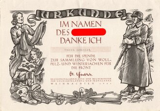 Weihnachten 1941, "Urkunde im Namen des...