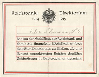 "Reichbank Direktorium 1914 1915" Beleg:...