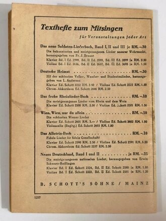 Das neue Soldaten-Liederbuch, Textbuch mit Melodien 2 stimmig, Heft 1, 80 Seiten, gebraucht