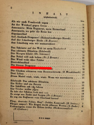 Das neue Soldaten-Liederbuch, Textbuch mit Melodien 2 stimmig, Heft 2, 80 Seiten, gebraucht