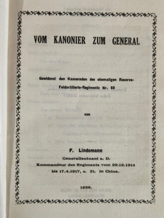 "Vom Kanonier zum General" datiert 1936, 95...