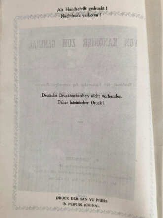 "Vom Kanonier zum General" datiert 1936, 95 Seiten, ca. DIN A5, stockfleckig