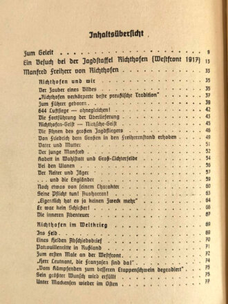 "Richthofen - der beste Jagdflieger des goßen Krieges" datiert 1942, ca. 160 Seiten, gebraucht, über DIN A5