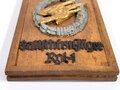 Deutschland nach 1945, Erinnerungsgegenstand "14. Pz.Jg. Kpn. Fallschirm Jäger Rgt. 1"  Holz, Maße 17,5 x 29cm