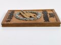 Deutschland nach 1945, Erinnerungsgegenstand "14. Pz.Jg. Kpn. Fallschirm Jäger Rgt. 1"  Holz, Maße 17,5 x 29cm