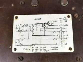 Tischfernsprecher 33 mit Beikasten ( dieser leicht defekt)  der Wehrmacht. Datiert 1943, Funktion nicht geprüft