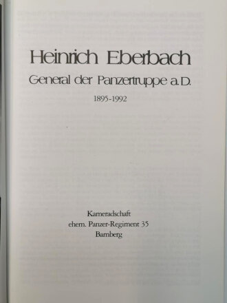 "Heinrich Eberbach - General der Panzertruppe a.D....