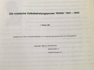 "Die russische Volksbefreiungsarmee Rona 1941-1944", ca. DIN A5, 70 Seiten, gebraucht