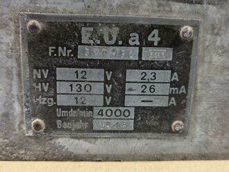 Umformersatz E.U.a4 Baujahr 1945 für Panzerfunkgeräte.  Funktion nicht geprüft