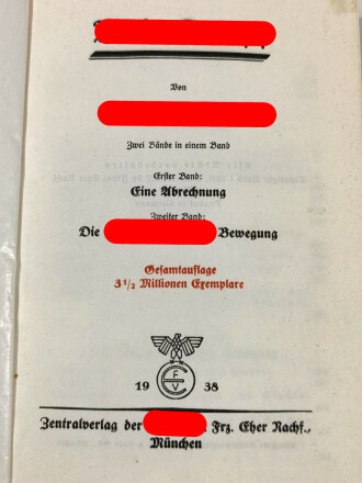 Adolf Hitler "Mein Kampf" blaue Ganzleinenausgabe von 1938 in gutem Zustand