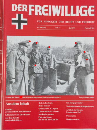 "Der Freiwillige" Kameradschaftsblatt der HIAG, 1999 - 2001 jeweils Heft 1 - 12, insgesamt 36 Stück