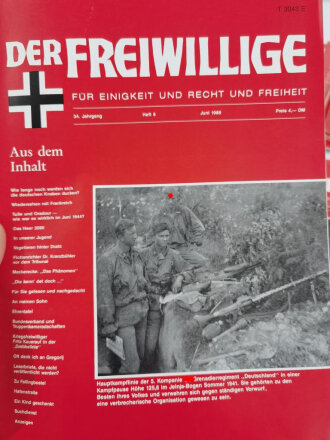 "Der Freiwillige" Kameradschaftsblatt der HIAG, 1987 - 1990 jeweils Heft 1 - 12, insgesamt 48 Stück