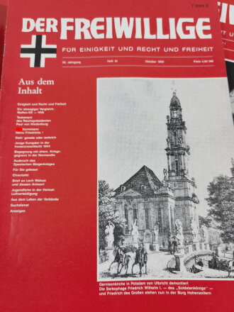 "Der Freiwillige" Kameradschaftsblatt der HIAG, 1987 - 1990 jeweils Heft 1 - 12, insgesamt 48 Stück