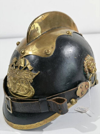 Feuerwehr Lederhelm in gutem Gesamtzustand