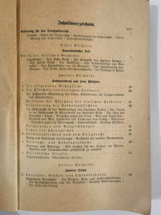 "Der Dienstunterricht im Heere, Ausgabe für den Schützen der Schützenkompanie" Jahrgang 1940, 332 Seiten, Einband fleckig