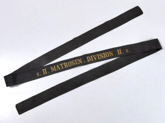 Kaiserliche Marine, Mützenband "8.II. Matrosen Division " Länge 143cm