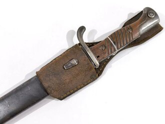 1.Weltkrieg, Seitengewehr M98/05 im Koppelschuh. Hersteller Simson & Co Suhl, preussische Abnahme von 1916