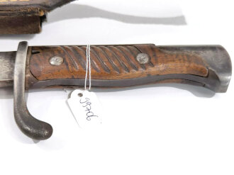 1.Weltkrieg, Seitengewehr M98/05 im Koppelschuh. Hersteller Simson & Co Suhl, preussische Abnahme von 1916