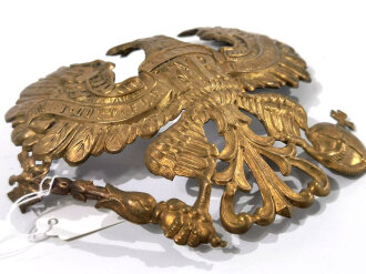 Preußen, Emblem für eine Pickelhaube der Mannschaften in gutem Zustand, Splint Abstand 6,5 cm oben gemessen