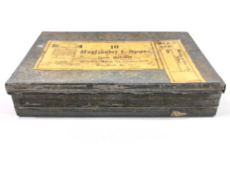 1.Weltkrieg, Zinkblechdose für "10 Kopfzünder für Sprenggranaten" datiert 1913