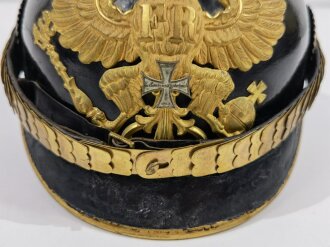 Preußen, Pickelhaube für einen Reserveoffizier der Infanterie. Zusammengehöriges, leicht getragenes Stück in gutem Zustand