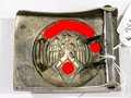 Koppelschloss für Angehörige der Hitler Jugend, getragenes Stück, RZM 17 für Assmann