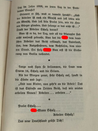 "Die S.A. erobert Berlin", Wilfrid Bade, 6.Auflage, München, 1941, 261 Seiten, Einband leicht beschädigt, Wasserflecken