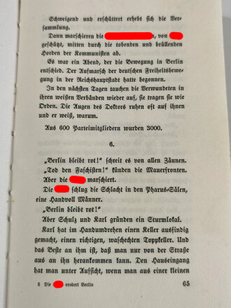 "Die S.A. erobert Berlin", Wilfrid Bade, 6.Auflage, München, 1941, 261 Seiten, Einband leicht beschädigt, Wasserflecken