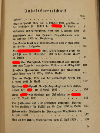 "Signale der Neuen Zeit 25 ausgewählte Reden Dr. Goebbels", München, 1934, 362 Seiten, Einband leicht beschädigt